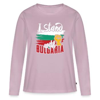 Bulgarie - T-shirt manches longues Premium bio Femme - rose poudré - Devant - Julia (174cm)