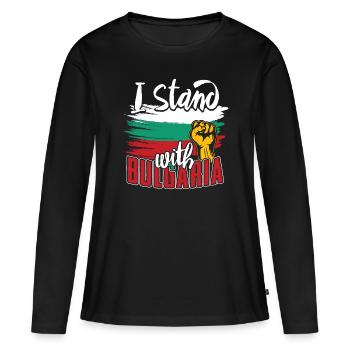 Bulgarie - T-shirt manches longues Premium bio Femme - noir - Devant - Julia (174cm)