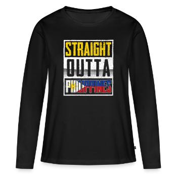 PHILIPPINES - T-shirt manches longues Premium bio Femme - noir - Devant - Julia (174cm)