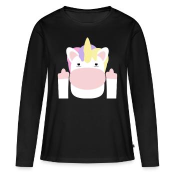 middle finger - Women's Premium Organic Long Sleeve Shirt - black - Front - Julia (174cm)