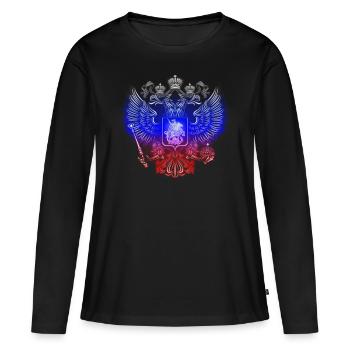 Armoiries russes - T-shirt manches longues Premium bio Femme - noir - Devant - Julia (174cm)