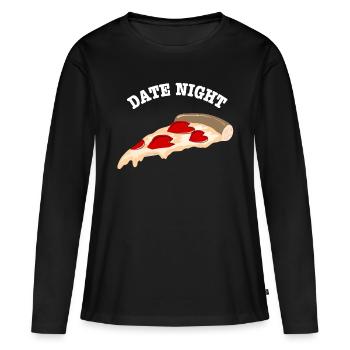 Pizza Date de nuit - T-shirt manches longues Premium bio Femme - noir - Devant - Julia (174cm)
