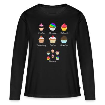 cupcakes jeden Tag ein Cupcake - Frauen Premium Bio Langarmshirt - Schwarz - Vorne - Julia (174cm)