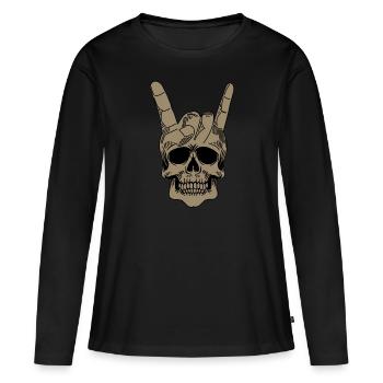 crâne de métaux lourds avec des cornes de diable - T-shirt manches longues Premium bio Femme - noir - Devant - Julia (174cm)