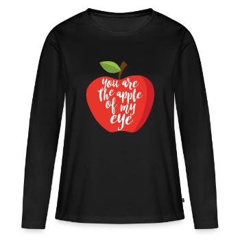 Liebe Apfel Obst AugeSpruch Sprüche Geschenk Idee - Frauen Premium Bio Langarmshirt - Schwarz - Vorne - Julia (174cm)