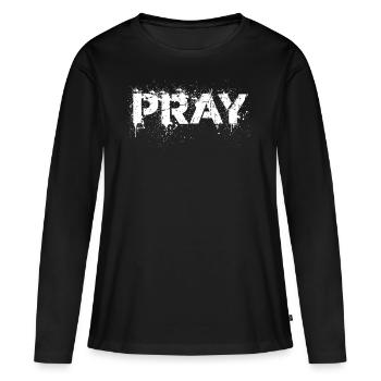 Prier en détresse - T-shirt manches longues Premium bio Femme - noir - Devant - Julia (174cm)