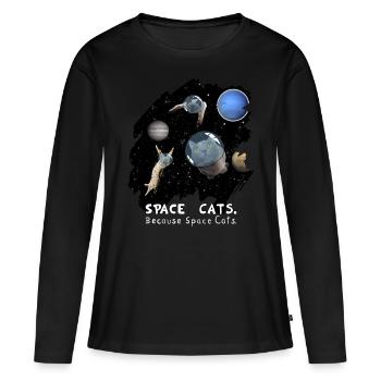 Space Cats Epic Galaxy Space Gift - Women's Premium Organic Long Sleeve Shirt - black - Front - Julia (174cm)