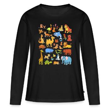 Tiere - Frauen Premium Bio Langarmshirt - Schwarz - Vorne - Julia (174cm)
