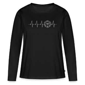 Heartbeat RPG Dice RPG blanc - T-shirt manches longues Premium bio Femme - noir - Devant - Julia (174cm)