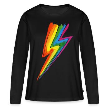 Rainbow Power Blitz - Frappé par la foudre arc-en-ciel! - T-shirt manches longues Premium bio Femme - noir - Devant - Julia (174cm)
