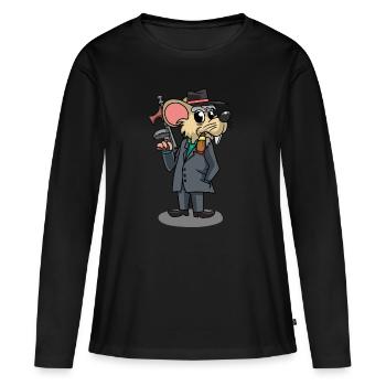 Mafia Maus Gangster Ratte Italien Maffia Drogen - Frauen Premium Bio Langarmshirt - Schwarz - Vorne - Julia (174cm)