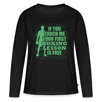 Boxer Boxing Coach Boxing Boxing Boxe Combat - T-shirt manches longues Premium bio Femme - noir - Devant - Julia (174cm)