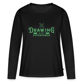 Drawing dessiner dessiner - T-shirt manches longues Premium bio Femme - noir - Devant - Julia (174cm)