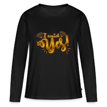 j'ai dit oui Motif de la mariée - la mariée doit être un équipage en or - T-shirt manches longues Premium bio Femme - noir - Devant - Julia (174cm)