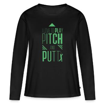 Pitching Pitch et Putt Pitch & Putt Golf Putter - T-shirt manches longues Premium bio Femme - noir - Devant - Julia (174cm)