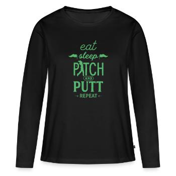 Pitch und Putt Pitch und Putt Pitch und Putt - Frauen Premium Bio Langarmshirt - Schwarz - Vorne - Julia (174cm)