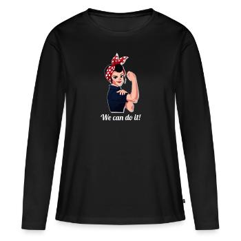 On va s’en sortir ! - T-shirt manches longues Premium bio Femme - noir - Devant - Julia (174cm)