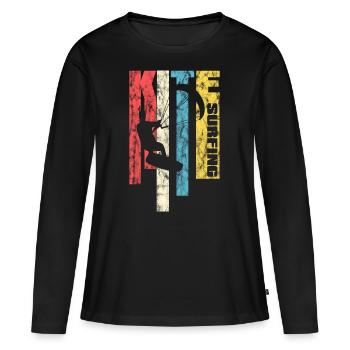 Kite Surf Surf Look Nautique Surf Lavé Surfers Nautiques - T-shirt manches longues Premium bio Femme - noir - Devant - Julia (174cm)
