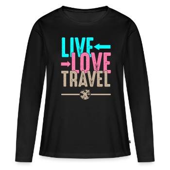 Live travel travel travel wanderlust - T-shirt manches longues Premium bio Femme - noir - Devant - Julia (174cm)