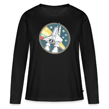 Lancement de la navette spatiale - Maillot de lancement de la navette spatiale - T-shirt manches longues Premium bio Femme - noir - Devant - Julia (174cm)