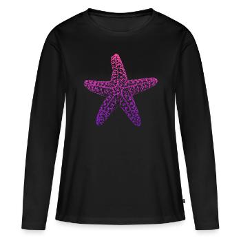 Seestern - Frauen Premium Bio Langarmshirt - Schwarz - Vorne - Julia (174cm)