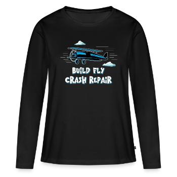 Construire un avion modèle - T-shirt manches longues Premium bio Femme - noir - Devant - Julia (174cm)