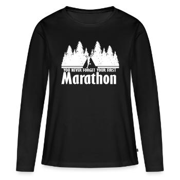 Marathon - T-shirt manches longues Premium bio Femme - noir - Devant - Julia (174cm)