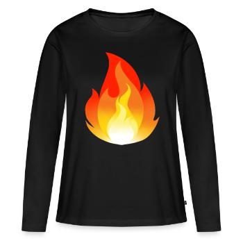 Fire Inferno Flame Dessin animé Inferno Fire Fiery - T-shirt manches longues Premium bio Femme - noir - Devant - Julia (174cm)