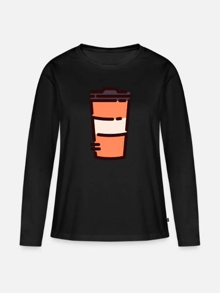 Kaffee - Frauen Premium Bio Langarmshirt - Schwarz