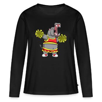 CHEERLEADER HIPPO - T-shirt manches longues Premium bio Femme - noir - Devant - Julia (174cm)