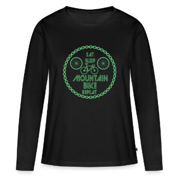 Mountainbike Mountainbike Mountainbike - Frauen Premium Bio Langarmshirt - Schwarz - Vorne - Julia (174cm)