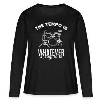 Batterie Tempo - Drummer musicien cadeau - T-shirt manches longues Premium bio Femme - noir - Devant - Julia (174cm)