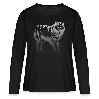 Wolf in Silber - Frauen Premium Bio Langarmshirt - Schwarz - Vorne - Julia (174cm)