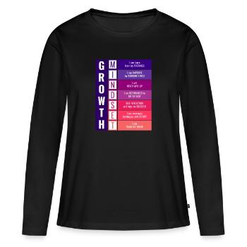 État d'esprit de croissance - T-shirt manches longues Premium bio Femme - noir - Devant - Julia (174cm)