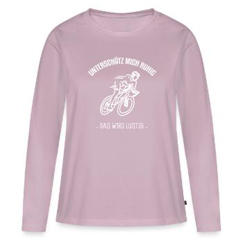 Sous-estimer moi drôle roue de vélo - T-shirt manches longues Premium bio Femme - rose poudré - Devant - Julia (174cm)