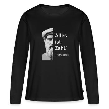 Professeur de mathématiques cadeaux | Pythagore Tout est le numéro - T-shirt manches longues Premium bio Femme - noir - Devant - Julia (174cm)