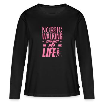 Nordic Walking Walking Hiking Nordic Walk Mama - Women's Premium Organic Long Sleeve Shirt - black - Front - Julia (174cm)