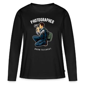 Photographe né pour photographier Photographe - T-shirt manches longues Premium bio Femme - noir - Devant - Julia (174cm)
