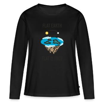 La terre est plate - T-shirt manches longues Premium bio Femme - noir - Devant - Julia (174cm)