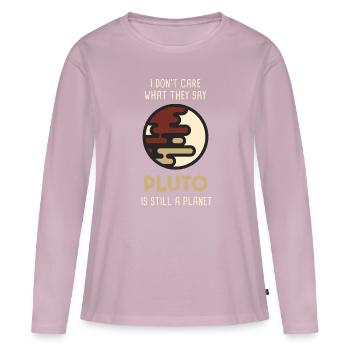 Pluton encore une planète NASA - T-shirt manches longues Premium bio Femme - rose poudré - Devant - Julia (174cm)
