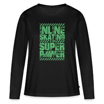 Sk8 Inline Skate Inline Skating Rollschuhe Inliner - Frauen Premium Bio Langarmshirt - Schwarz - Vorne - Julia (174cm)