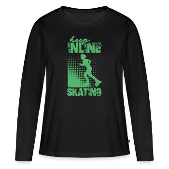 Sk8 Inline Skate Inliner Inline Skating Rollschuhe - Frauen Premium Bio Langarmshirt - Schwarz - Vorne - Julia (174cm)