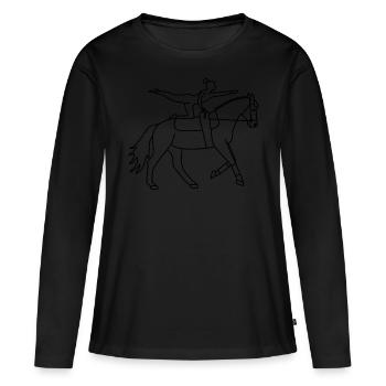 Voltige - Cheval Volti - sport à cheval - T-shirt manches longues Premium bio Femme - noir - Devant - Julia (174cm)
