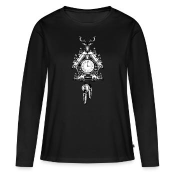 Schwarzwald Kuckucksuhr Uhr - Frauen Premium Bio Langarmshirt - Schwarz - Vorne - Julia (174cm)