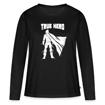 Held - Frauen Premium Bio Langarmshirt - Schwarz - Vorne - Julia (174cm)