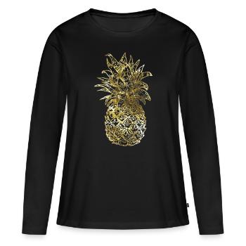 ananas - T-shirt manches longues Premium bio Femme - noir - Devant - Julia (174cm)