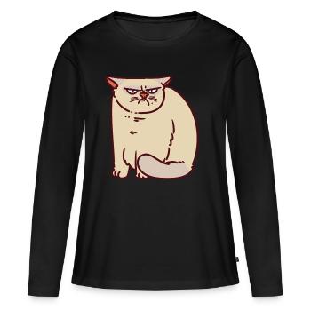 Monday morning Annoyed cat Demotivated Annoyed - Women's Premium Organic Long Sleeve Shirt - black - Front - Julia (174cm)