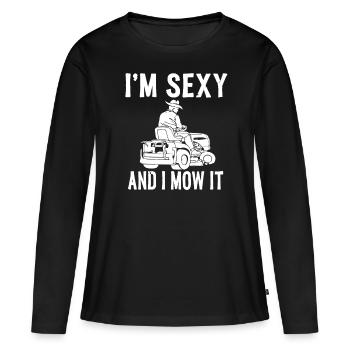 Tondeuses gazon pelouse Tondeuse Tondeuse Jardinier - T-shirt manches longues Premium bio Femme - noir - Devant - Julia (174cm)