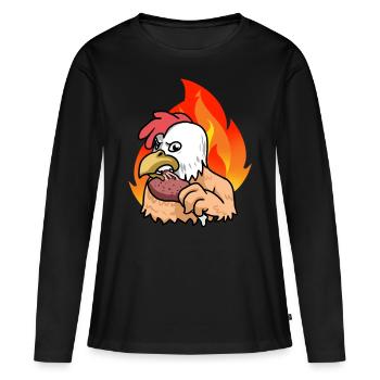 Poulets Grill Fast Food - T-shirt manches longues Premium bio Femme - noir - Devant - Julia (174cm)