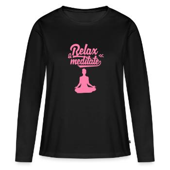 Meditieren Meditieren Meditieren Meditieren - Frauen Premium Bio Langarmshirt - Schwarz - Vorne - Julia (174cm)
